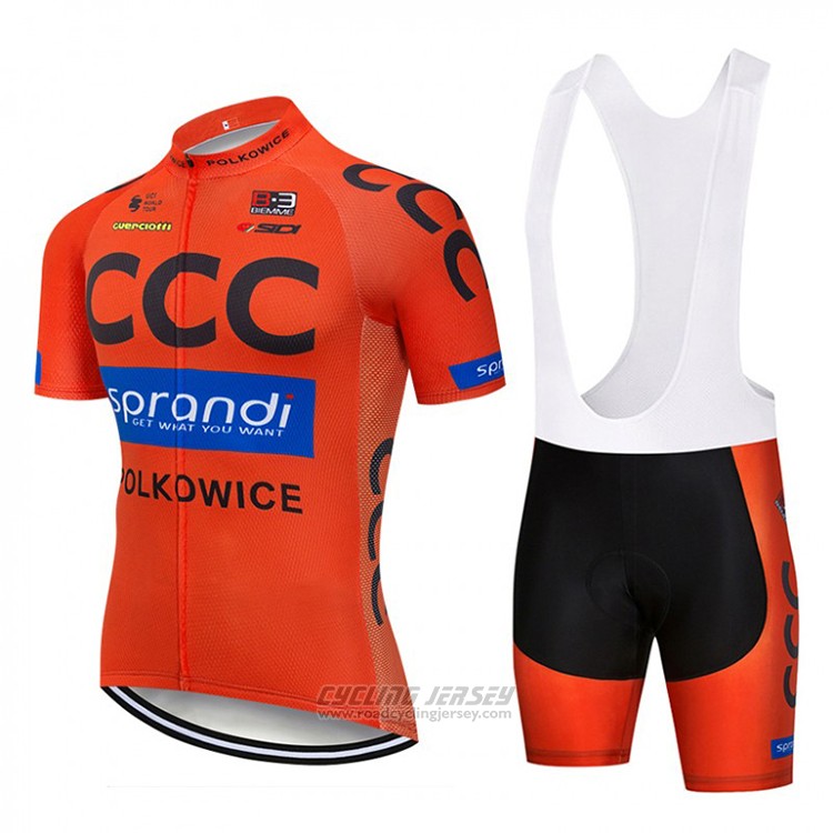 2018 Cycling Jersey CCC Orange Short Sleeve and Bib Short